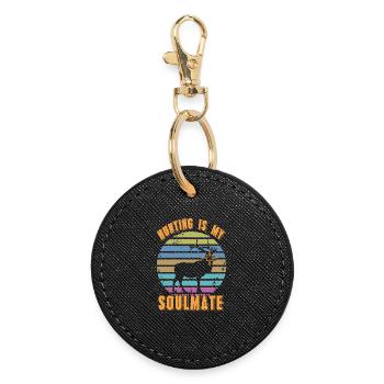 Hunting Is My Soulmate Vintage Nature Humor - Round Keyring - black - Front