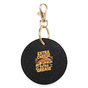 Pizza Foodie Extra Cheese Extra Fat Plaisir pour - Porte-clés rond - noir - Devant