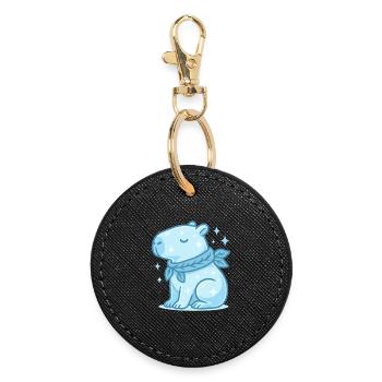 ✨ Winter Capybara – süßes Weihnachtsmotiv - Runder Schlüsselanhänger - Schwarz - Vorne