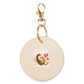 Girl Loves Sea Otter Cartoon - Round Keyring - oyster - Front
