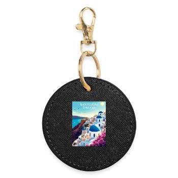 Rêves de Santorin - Porte-clés rond - noir - Devant