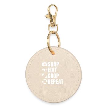 Snap Edit Crop Repeat vedio editor and content  - Round Keyring - oyster - Front