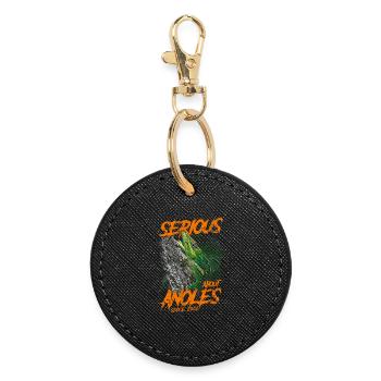 Serious About Cuban Knight Anoles Since 2002 - Round Keyring - black - Front