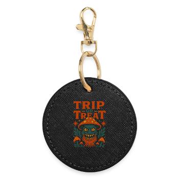 Trip or Treat Psychedelic Mushroom Monster - Round Keyring - black - Front