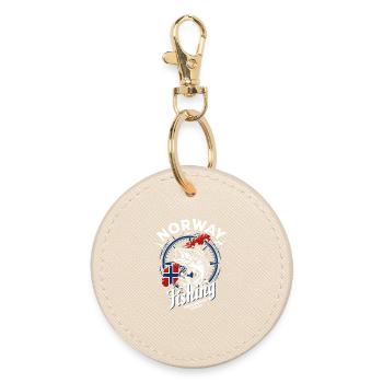 Norway Fishing Fjords & Mountains Angler Gift - Round Keyring - oyster - Front