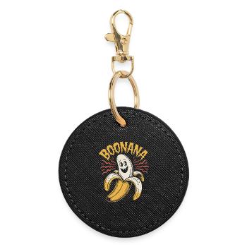 Boonana Banana Ghost Halloween Jeu de mots pour - Porte-clés rond - noir - Devant