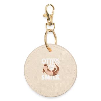 Smiling Sea Otter Cartoon - Round Keyring - oyster - Front