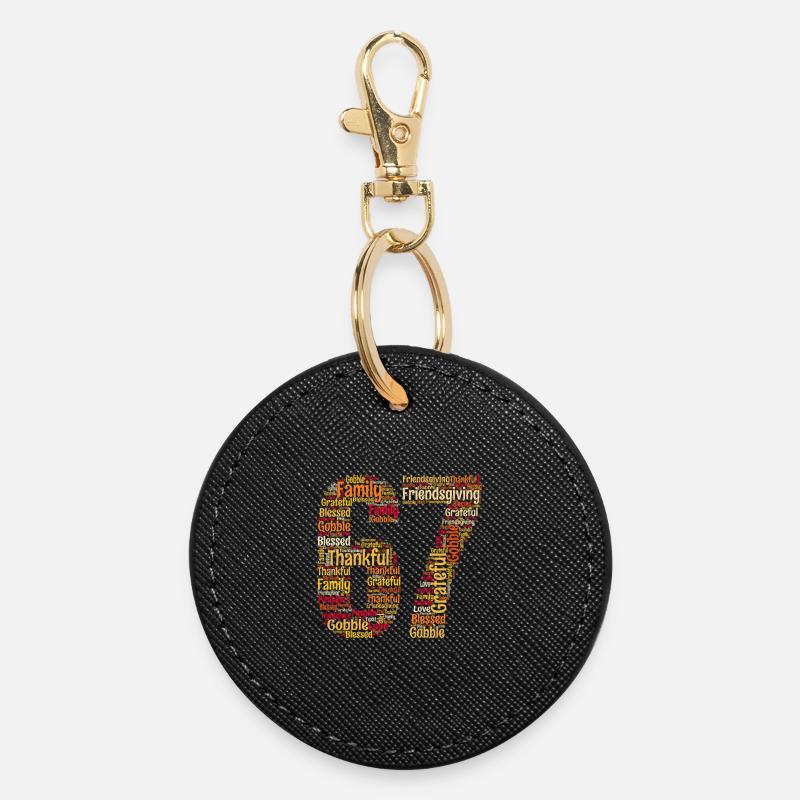 Thanksgiving 67 Memes – Gen Alpha Slang - Round Keyring - black