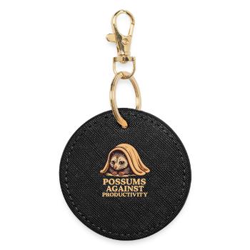 Possums Against Productivity Humor Meme - Round Keyring - black - Front