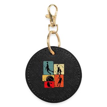 Basket-ball Joueurs de basket-ball - Porte-clés rond - noir - Devant