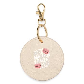 Macaron French Desserts - Round Keyring - oyster - Front