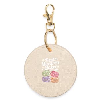 Macaron French Desserts - Round Keyring - oyster - Front