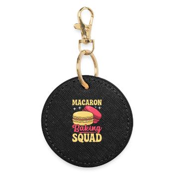 Macaron French Desserts - Round Keyring - black - Front