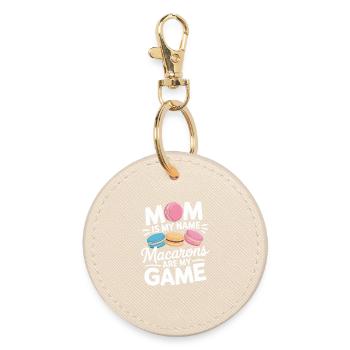 Macaron French Desserts - Round Keyring - oyster - Front