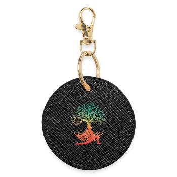 Yoga Baumfigur im Regenbogen - Runder Schlüsselanhänger - Schwarz - Vorne