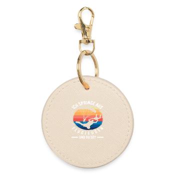 Airplane Jumping Skydiver - Round Keyring - oyster - Front