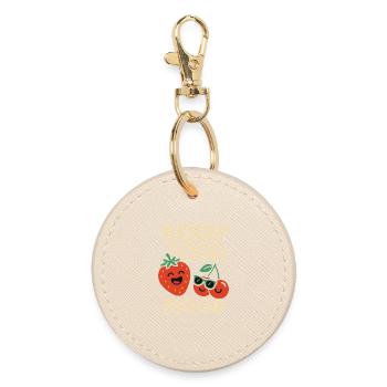 Berry Good Mood – Lustiges Beeren Design - Runder Schlüsselanhänger - Auster - Vorne