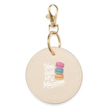 Macaron French Desserts - Round Keyring - oyster - Front