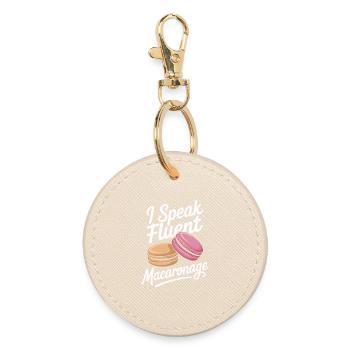 Macaron French Desserts - Round Keyring - oyster - Front