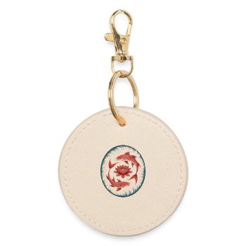 Koi fish and lotus flower in water - Round Keyring - oyster - Front