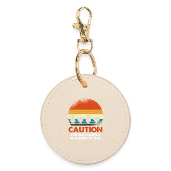 Retro Sunset Pots - Round Keyring - oyster - Front