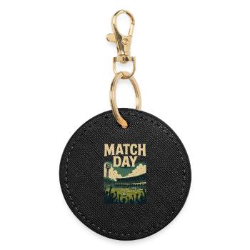 Jour de match – Conception du stade de football - Porte-clés rond - noir - Devant