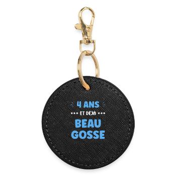 4 years old and already handsome - Round Keyring - black - Front
