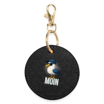 Moin - Möwe mit Sonnenbrille - Runder Schlüsselanhänger - Schwarz - Vorne