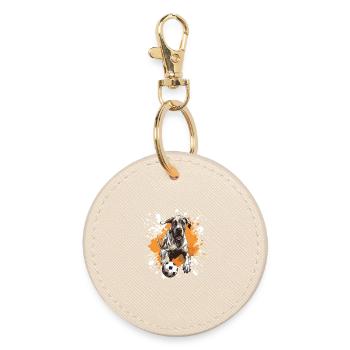 Great Dane Dog Football Sports - Round Keyring - oyster - Front