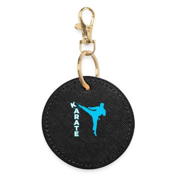Karate, Karate Fighter, Martial Arts, Karate Kick - Round Keyring - black - Front
