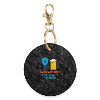 Padel et bière, c’est pourquoi je suis ici Padel amusant - Porte-clés rond - noir - Devant