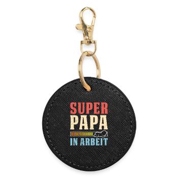 Soon dad SUPER DADDY IN WORK Funny - Round Keyring - black - Front