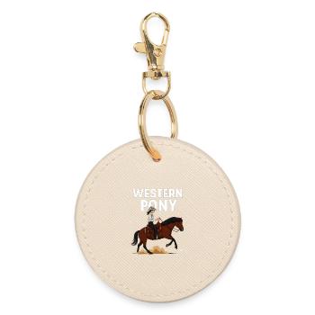Cavalier de poney western - Porte-clés rond - huître - Devant