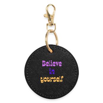 Believe in Yourself Retro Gradient - Runder Schlüsselanhänger - Schwarz - Vorne
