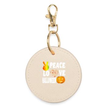 Paix Amour Halloween Costume Hippie Flower Power - Porte-clés rond - huître - Devant