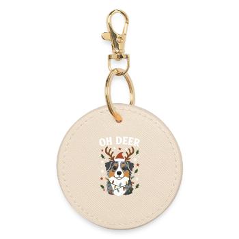 Mignon berger australien Noël Design - Porte-clés rond - huître - Devant
