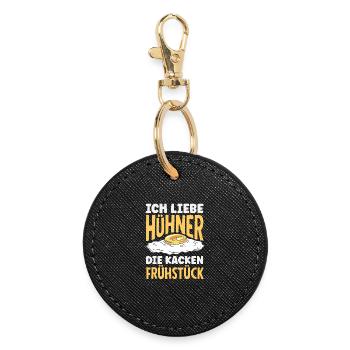I love chickens – they poop breakfast - Round Keyring - black - Front