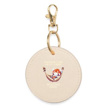 Paused for Self-Care | Right back - Round Keyring - oyster - Front