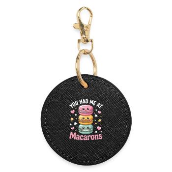 Macaron French Desserts - Round Keyring - black - Front