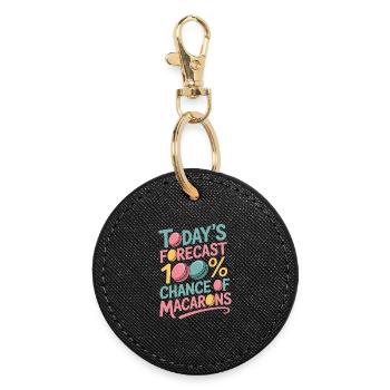 Macaron French Desserts - Round Keyring - black - Front