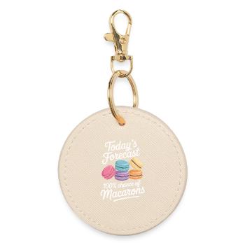 Macaron French Desserts - Round Keyring - oyster - Front