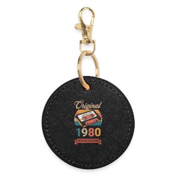 Cadeau d’anniversaire original en édition limitée des années 1980 - Porte-clés rond - noir - Devant