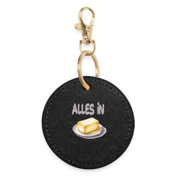 All In Butter Humorous Illustration - Round Keyring - black - Front