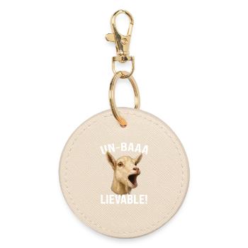 Goat Goat Farming Goat Farmer Un-Baaa-Lievable - Round Keyring - oyster - Front