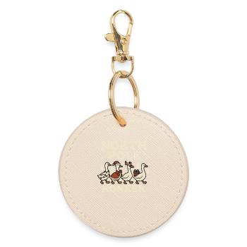 Goose Christmas Funny Santa North Pole Honker - Round Keyring - oyster - Front