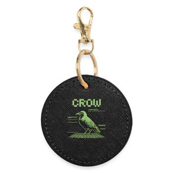 Pixel Crow Retro T-Shirt in 8-Bit Style - Round Keyring - black - Front