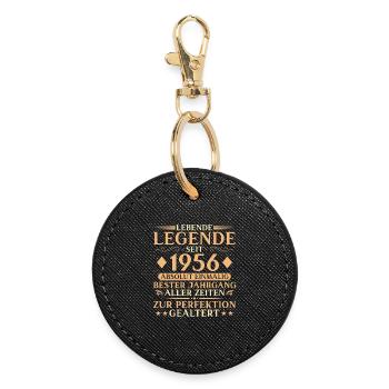 Vintage 1956 Birthday 70 Years Gift - Round Keyring - black - Front