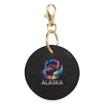 Natur- und Abenteuer – Alaska Landschaft Motiv - Runder Schlüsselanhänger - Schwarz - Vorne