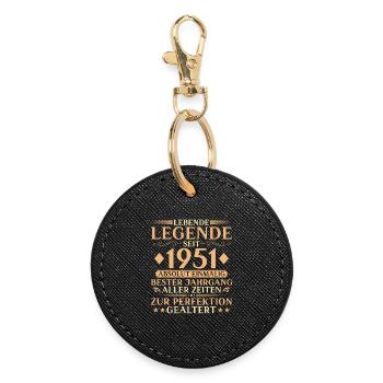 Vintage, 1951, Anniversaire, 75 ans, Cadeau - Porte-clés rond - noir - Devant
