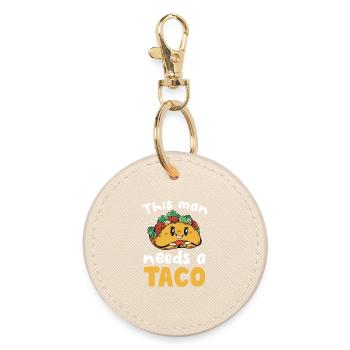 Dieser Mann braucht ein Taco - Runder Schlüsselanhänger - Auster - Vorne